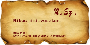 Mikus Szilveszter névjegykártya